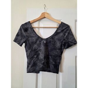 Lululemon Align Space Dye Black / Gray Crop Tee Size 6
